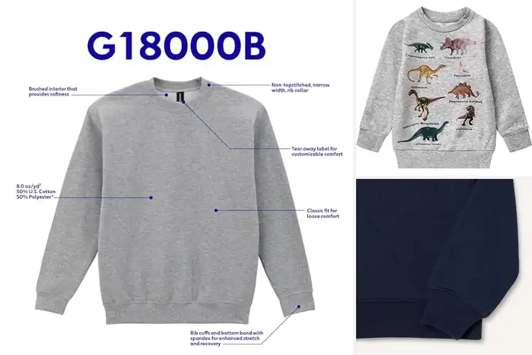 Detailed view of Best Boys Pull-On Fleece Crew Sweatshirts