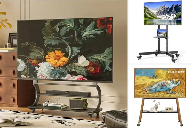Detailed view of Best Matte Black TV Cart